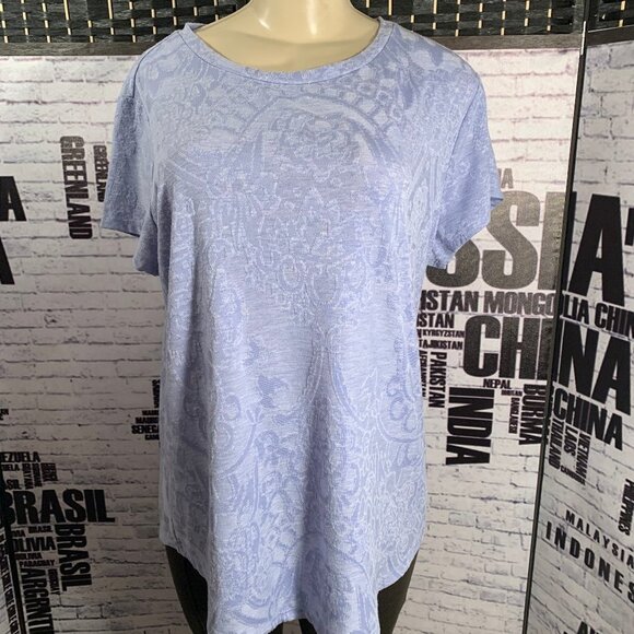 Simply Vera Wang Blue Textured Short Sleeve Top - Picture 1 of 5